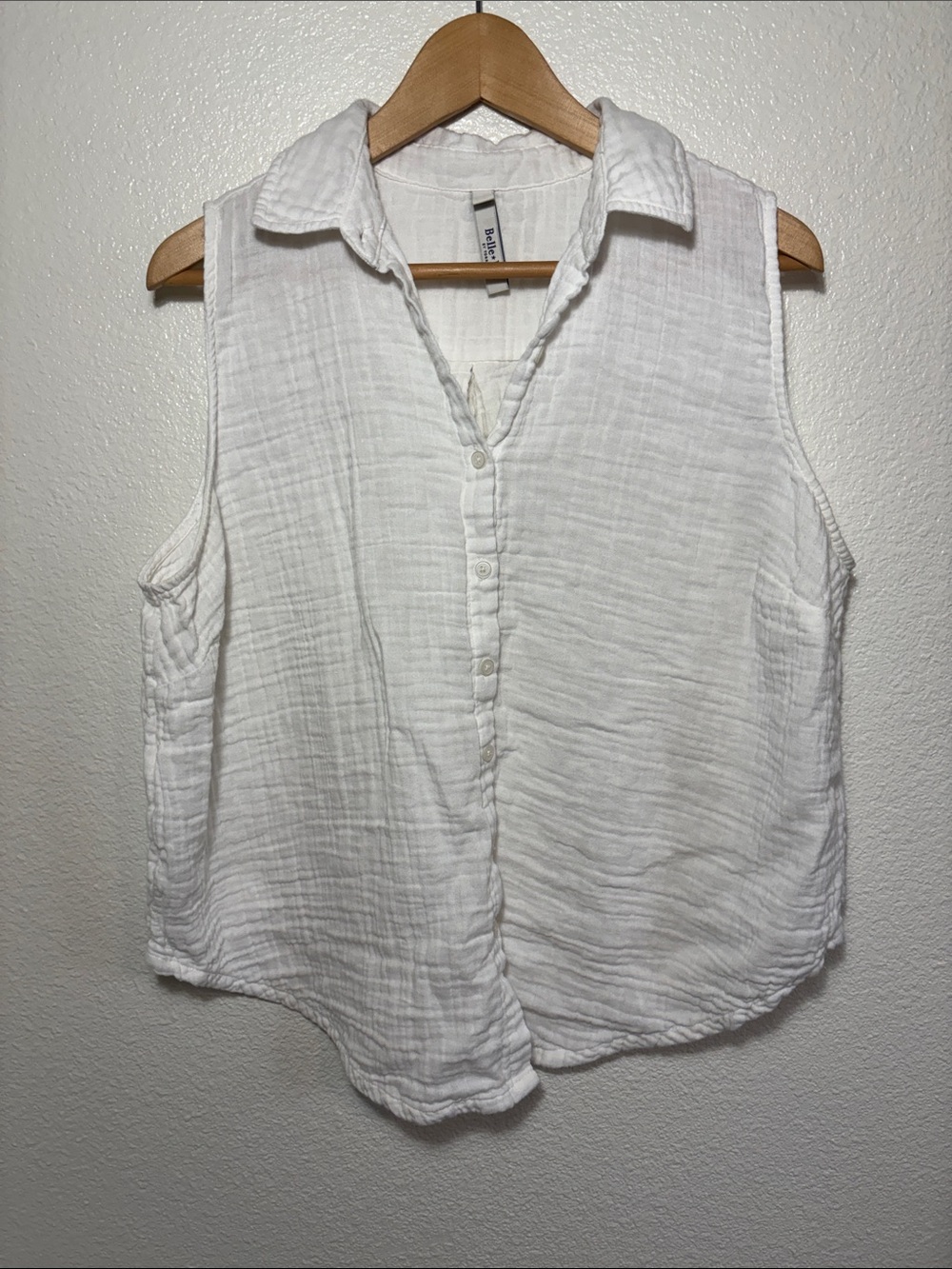 Belle Isle By Torrid 100% White Cotton Gauze Sleeveless Button Down Top Size 0